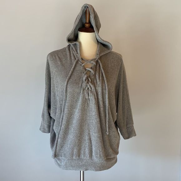 Chaser Sweaters - [Chaser] Gray “Terry” Hooded Sweater - Size Small